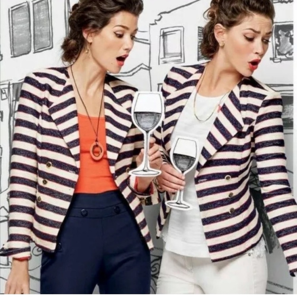 NWOT CAbi Cruise Jacket nautical striped blazer style 5094